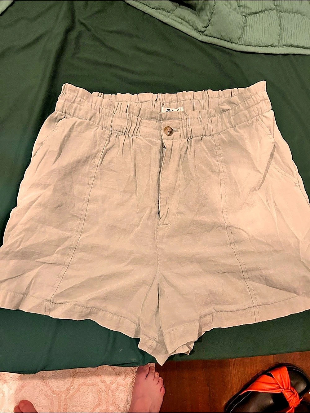 Madewell The Zoe Short in 100% Linen High Waist Shorts in Pink